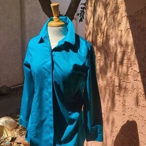 Chico's Teal Button-Down Collared Shirt